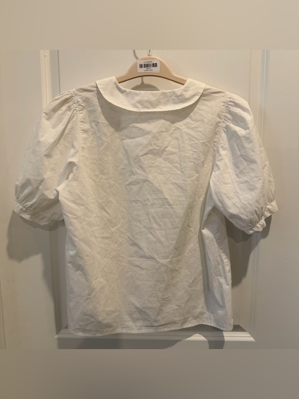Nation LTD White Puff Sleeve Blouse with Rounded V Collar - Picture 4 of 4